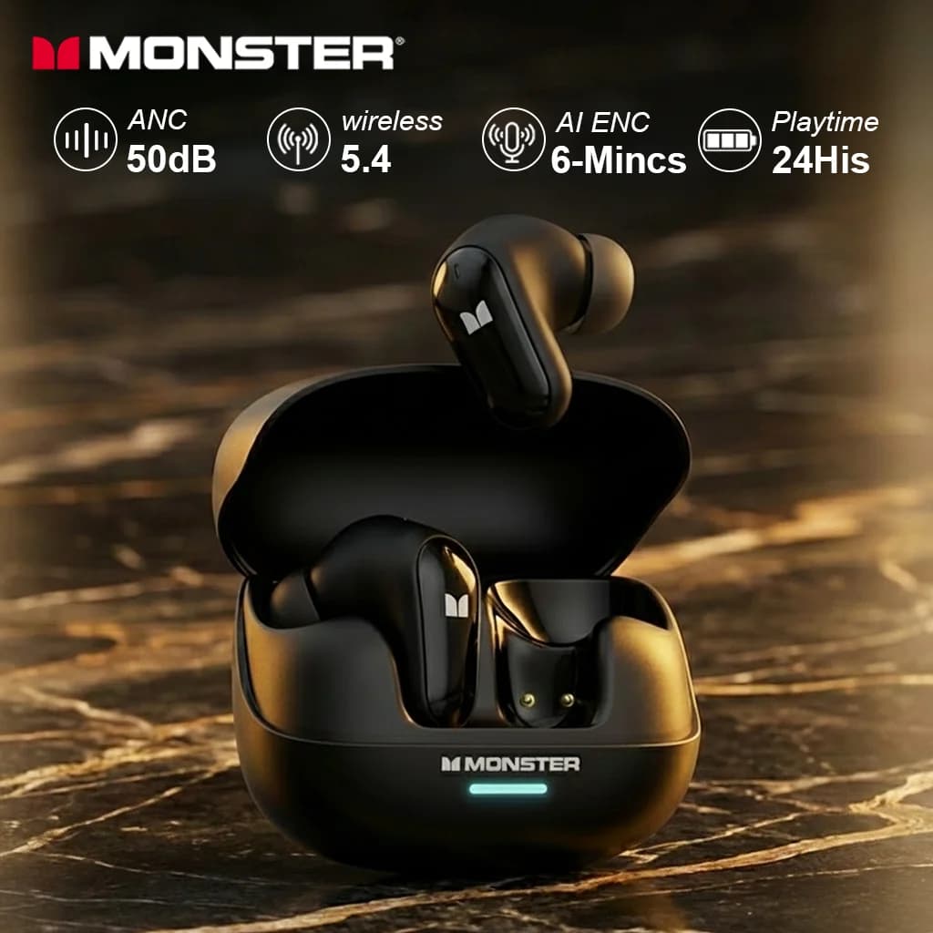 Monster Gaming Headphones Auriculares inalámbricos Bluetooth 5,4, MQT52 Batería de larga duración Modo dual Auriculares de sonido estéreo HIFI con micrófono