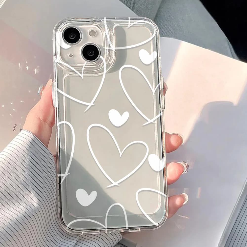 Funda Transparente de Silicona con Diseño de Corazón para Samsung Galaxy S25 Ultra, S26 Edge, S24 FE, S23 Plus, S22
