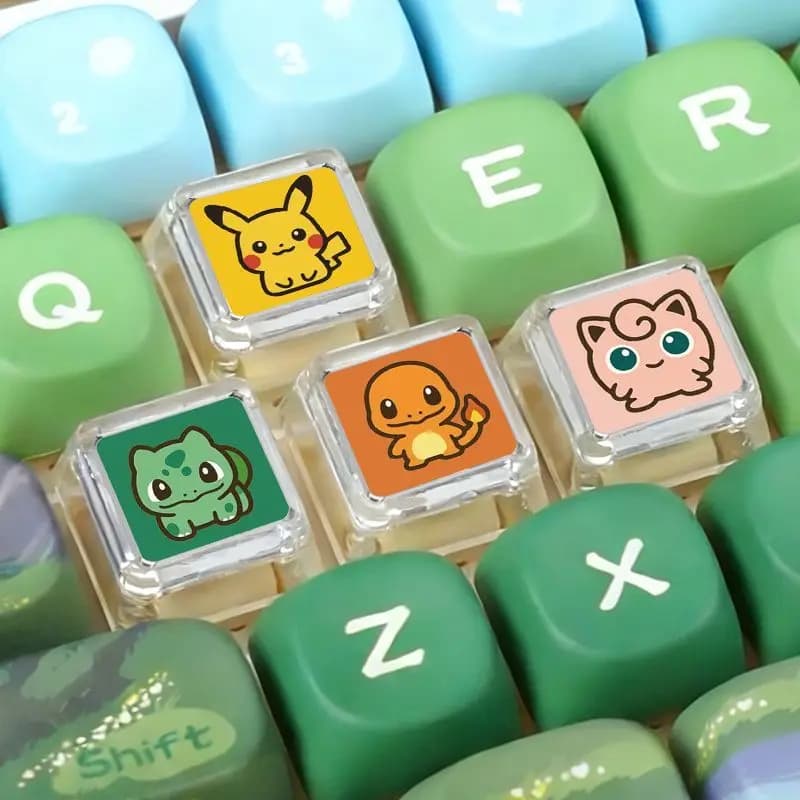 Teclado Mecánico Pokémon Cross Axle con Retroiluminación, Teclas Personalizadas, Teclas de Cristal
